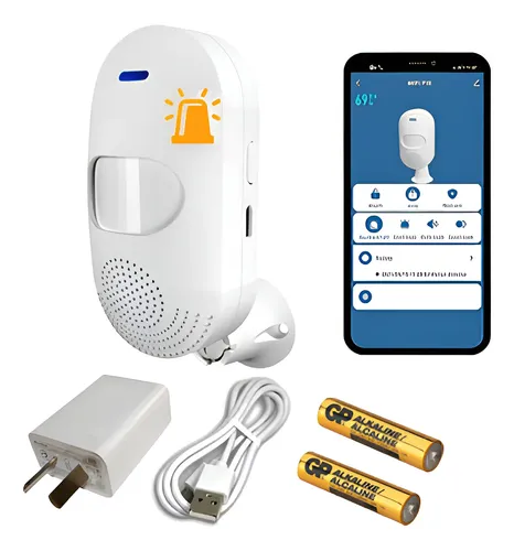 Sensor Alarma Detecta Movimiento Wifi Smart Life Tuya Sirena Blanco